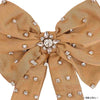 Crystal Hair Bow Alligator Clip - Golden Beige