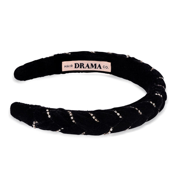 Selene Velvet Puff Hair Band - Black & Silver