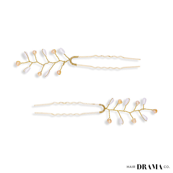 Set of 6 Embellished Pearls U Pins