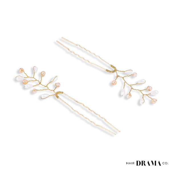 Set of 6 Embellished Pearls U Pins