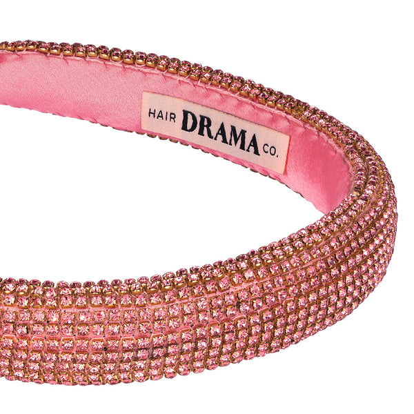 Crystal Puff Hair Band - Pink & Gold