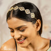 Gold-Plated Kundan, Polki and Pearls Studded Diamond Head Chain