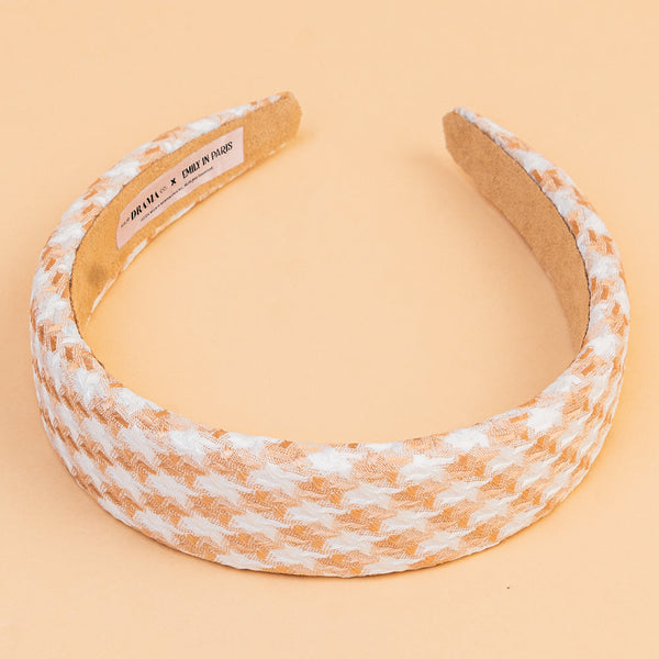 HDC x Emily in Paris Houndstooth Puff Hair Band with Heart Charm - Shades of Brown