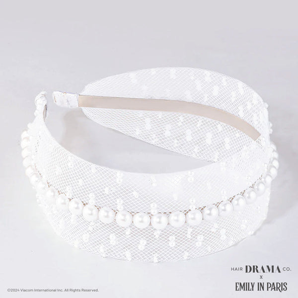 HDC x Emily in Paris Pearl Mesh Hair Band - White