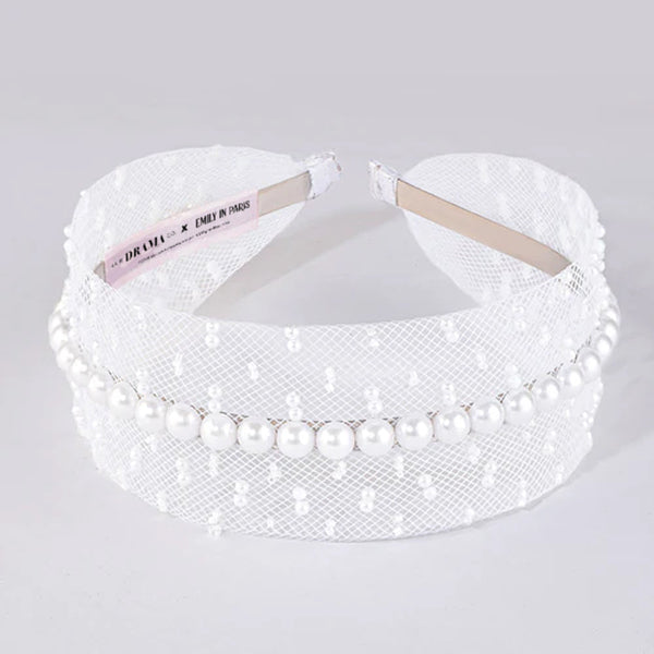 HDC x Emily in Paris Pearl Mesh Hair Band - White