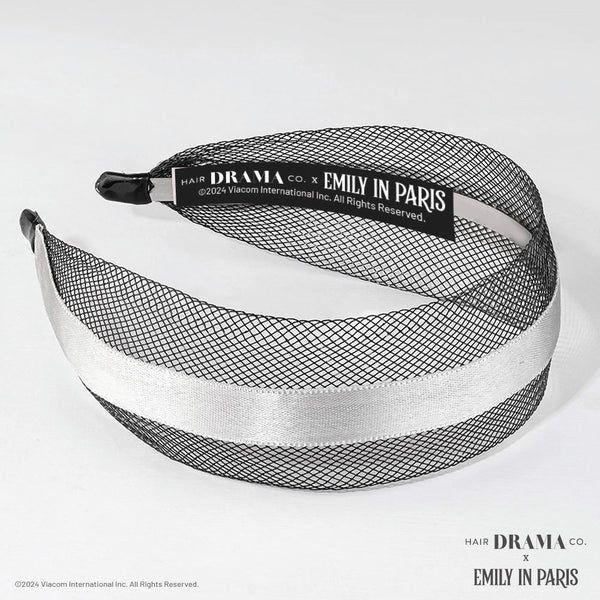 HDC x Emily in Paris Black Mesh Hair Band with Silver Ribbon