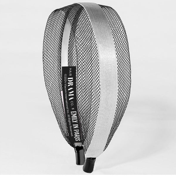 HDC x Emily in Paris Black Mesh Hair Band with Silver Ribbon