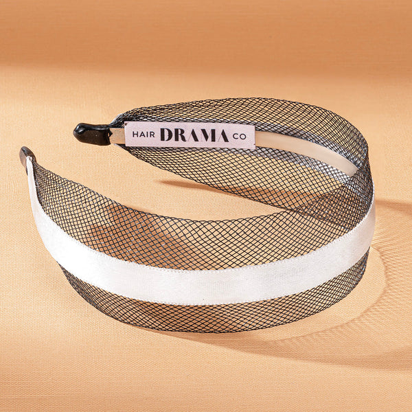 HDC x Emily in Paris Black Mesh Hair Band with Silver Ribbon