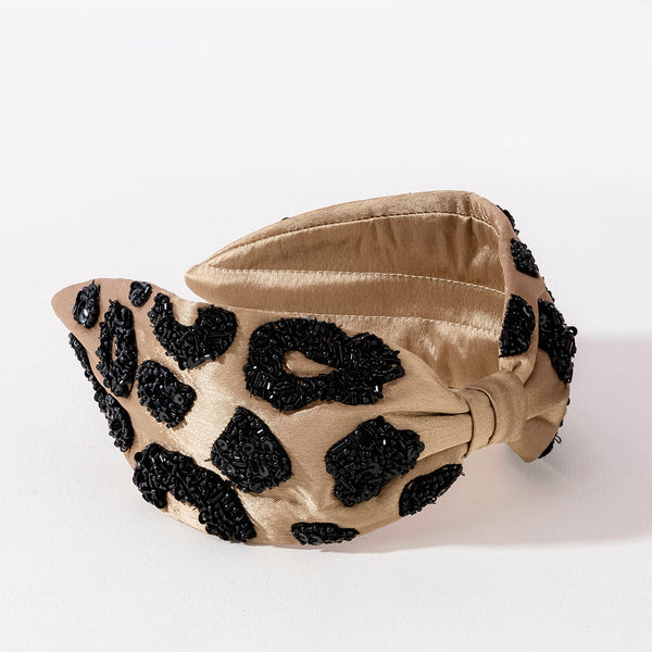 Lea Noir Embellished Knotted Hair Band