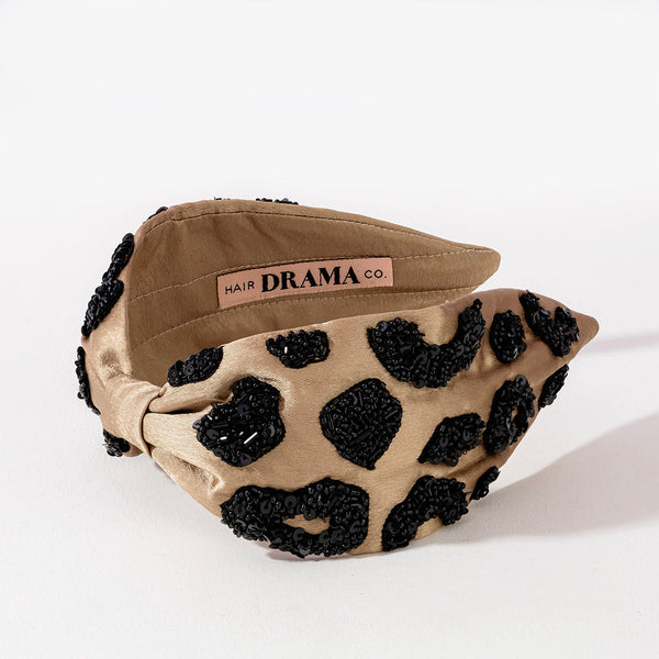 Lea Noir Embellished Knotted Hair Band