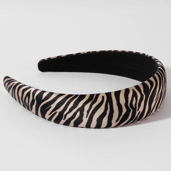 Zebra Puff Hair Band - Brown