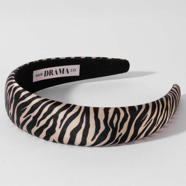 Zebra Puff Hair Band - Brown