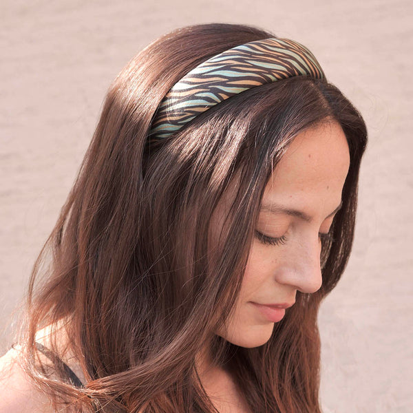 Zebra Puff Hair Band - Green