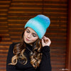 Knitted Sequined Beanie - Blue & White