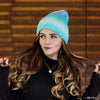 Knitted Sequined Beanie - Blue & White