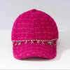"Babe" Charm Tweed Baseball Cap - Hot Pink