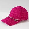 "Babe" Charm Tweed Baseball Cap - Hot Pink