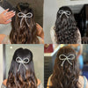 Crystal Hair Bow Barrette Clip - Silver