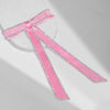 Satin Ribbon Crystal Hair Bow - Pink