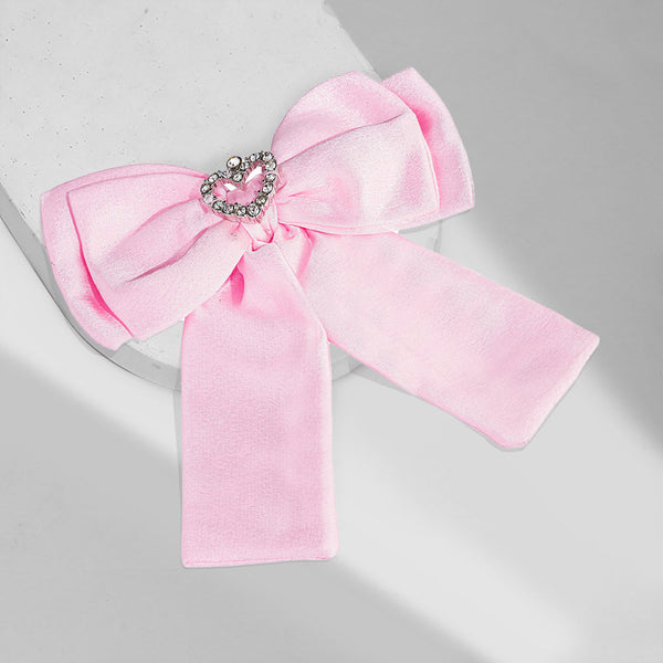 HDC x Emily In Paris Glamour Satin Hair Bow Alligator Clip - Pink
