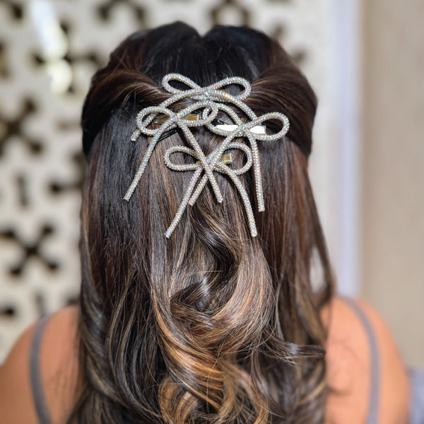 Holographic Crystal Hair Bows Alligator Clip - Set of 4