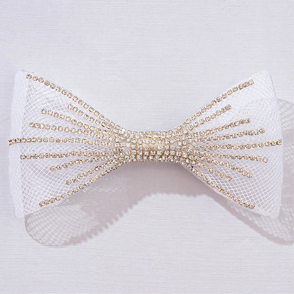 HDC x Emily in Paris Crystal Mesh Hair Bow Alligator Clip - White