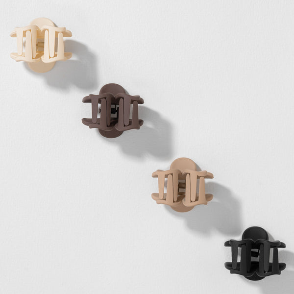 Flower Hair Claw Clips with Free Pouch - Set of 4 - Neutral