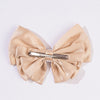 Satin Pearl Hair Bow Alligator Clip - Latte