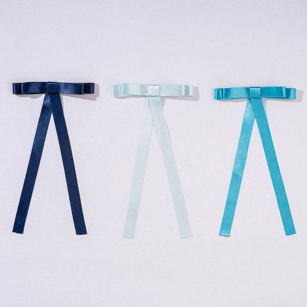 No Monday Blues Satin Ribbon Hair Bows - Set of 3
