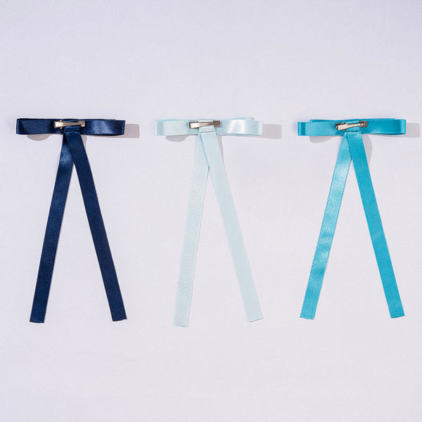 No Monday Blues Satin Ribbon Hair Bows - Set of 3