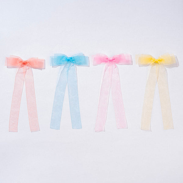 Multi Organza Ribbon Hair Bows - Set of 4