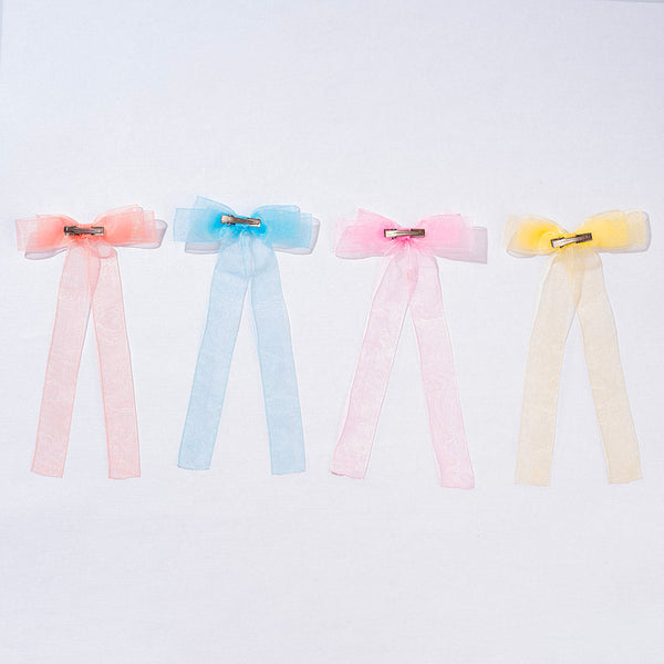 Multi Organza Ribbon Hair Bows - Set of 4
