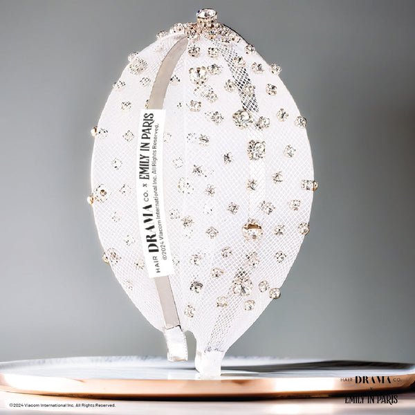 HDC x Emily in Paris Crystal Mesh Knotted Hair Band - White