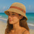 Crochet Beach Bucket Hat with Rose Charm - Shades of Beige