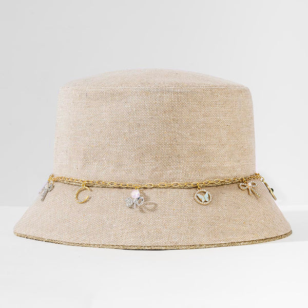 Crystal Charm Cruise Bucket Hat - Beige