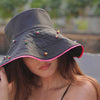 Oversized Embellished Beach Floppy Hat - Black