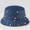 Denim Embellished Bucket Hat - Dark Blue