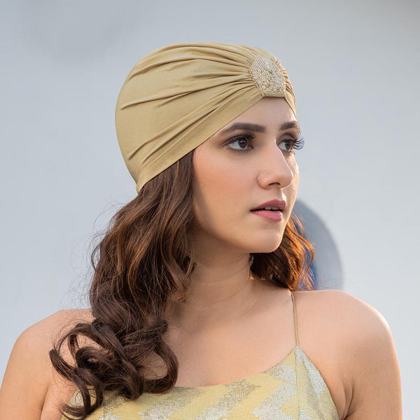 Shimmer & Glitter Turban - Beige