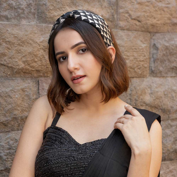 Selene Knotted Hair Band - Black & Silver