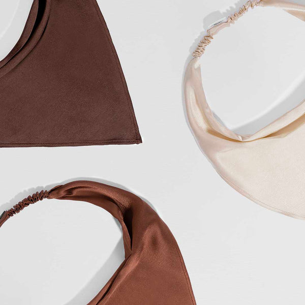 Neutral Silk Satin Elastic Headscarf – Set of 3