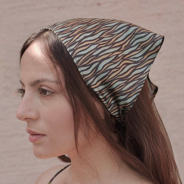 Zebra Patterned Headscarf - Brown