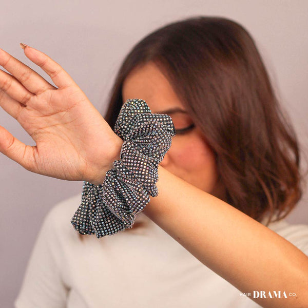 Black Scrunchie - Holographic Crystals (Hot Fix)