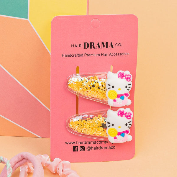 Sparkle & Shine 9 Pieces Gift Box with 1 Shimmer Hair Band, 2 Hair Pins & 6 Hair Ties - Pink & Yellow