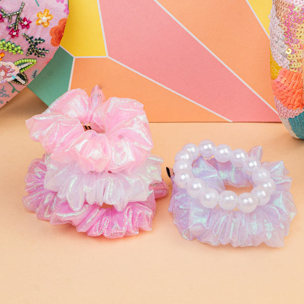 Dusty Rose Floral Gift Box with 1 Knotted Hair Band, 1 Puff Hair Band, 4 Hair Pins & 5 Scrunchies