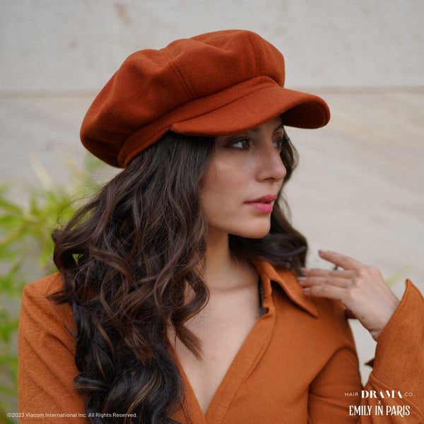 HDC X Emily In Paris Rust Beret with Metal Bonjour Broach