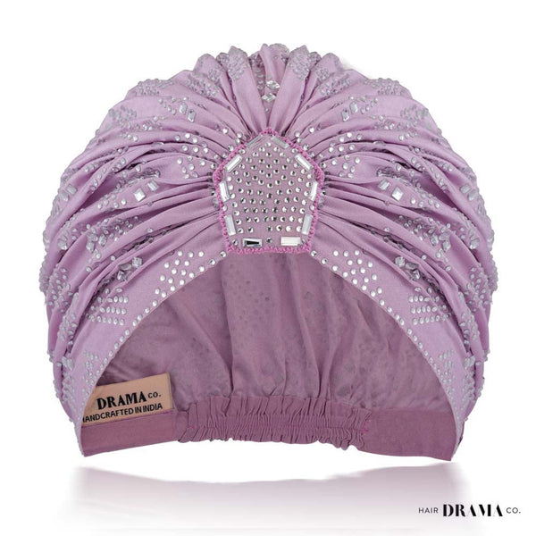 Lilac Turban - Silver Crystals