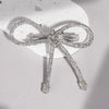 Crystal Hair Bow Barrette Clip - Silver