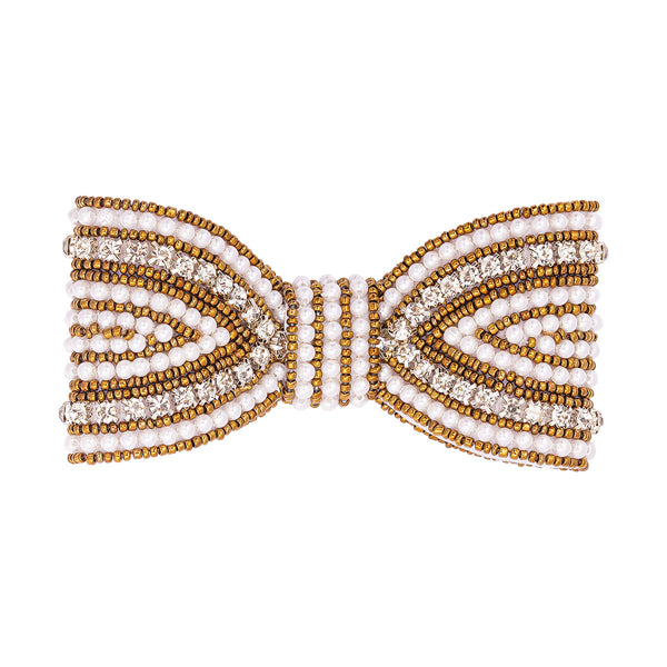 Bling Gift Box with 1 Crystal Turban, 1 Embellished Hair Bow and 4 Embroidered Hair Pins- Gold