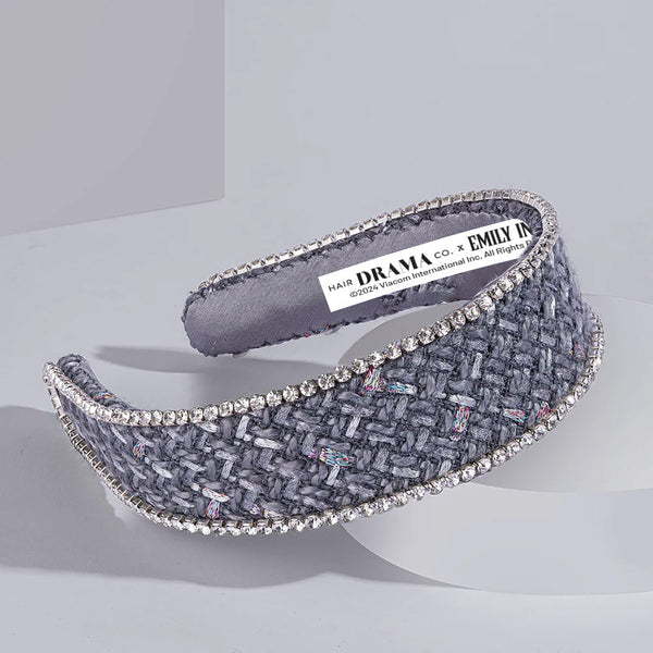 HDC x Emily in Paris Grey Tweed Crystal Flat Hair Band