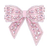 Embellished Crystal Hair Bow Barrette Clip - Pink